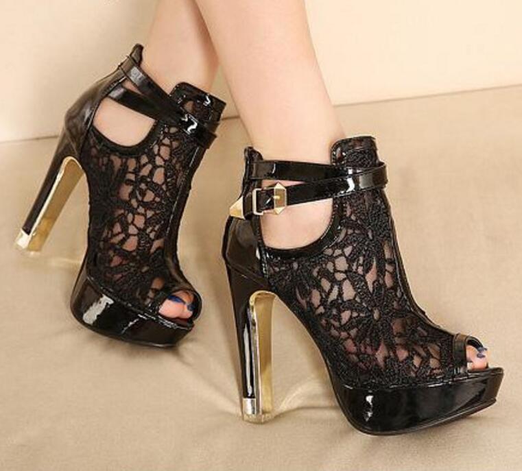 lace mesh heels